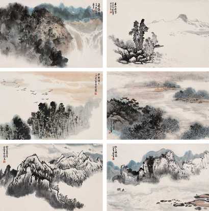 张尔宾 江南写生（六幅） 镜心